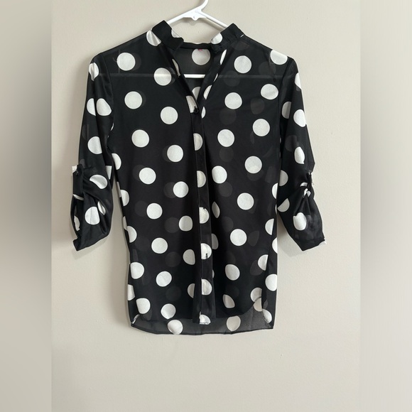 Gently Used Black and White Polka Dot Blouse - Size M - Picture 2 of 2